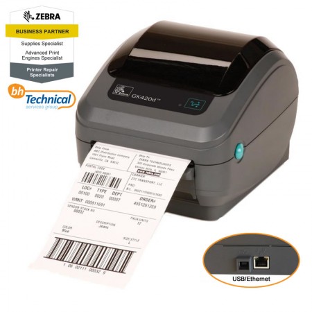 Zebra GK420d Printer, Direct Thermal, USB & Ethernet